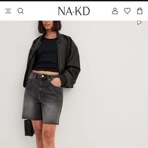 NA-KD Raw Hem Denim Shorts